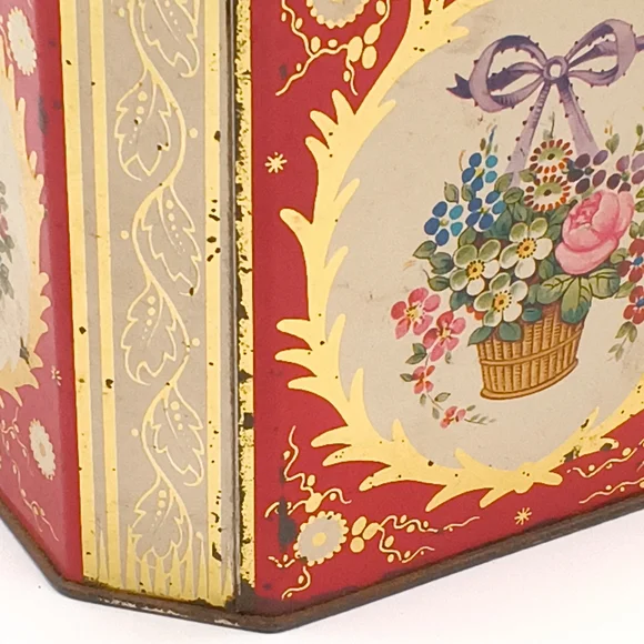 Vintage Gray Dunn Octagonal Floral Biscuit Tin (Scotland, 1853) - Picture 12 of 14